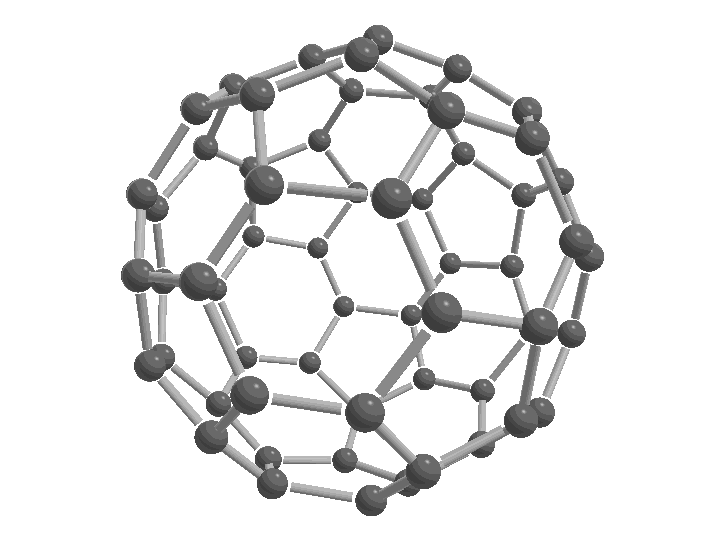 Animated Orbitron rendering of a C60 cage-squashing vibration